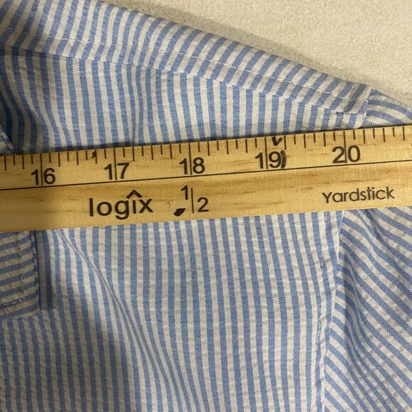 Brooklyn Cloth Button Up Shirt Mens Size L Blue White Striped Short-Sleeve Colla - Picture 6 of 8